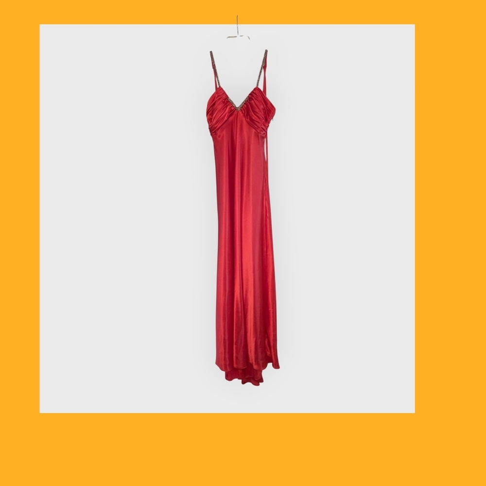 Elegant Coral Satin Gown